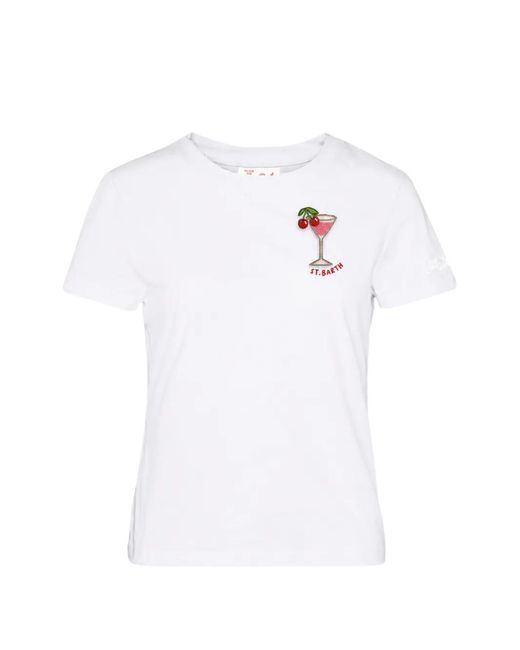 Mc2 Saint Barth White Emilie Bead-Embellished T-Shirt