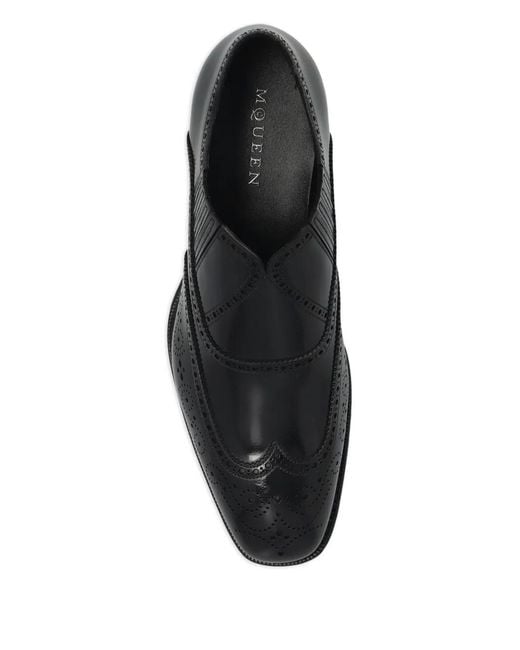 McQueen Black Leather Loafers for men