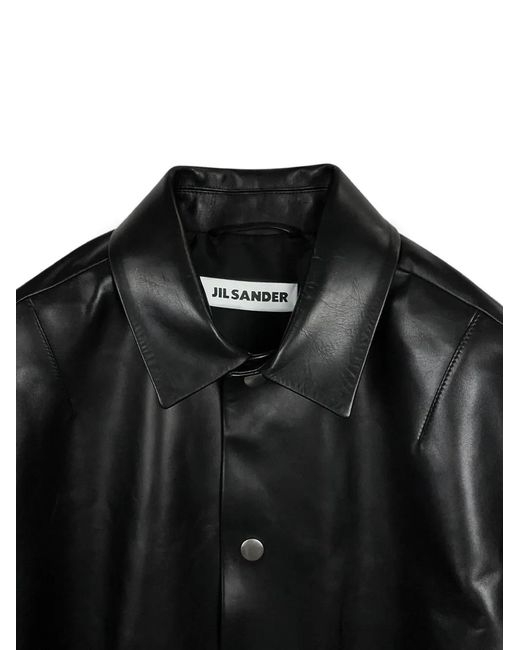 Jil Sander Black Elasticated-Hem Leather Jacket for men