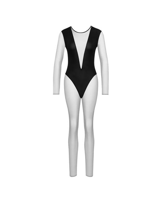 Maison Close Black Pure Tentation V-Neck Mesh Catsuit