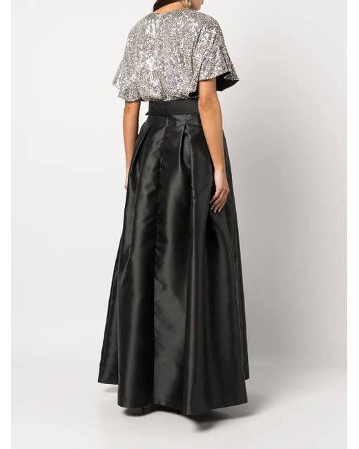 Sachin & Babi Black Simone Sequin-Embellished Gown