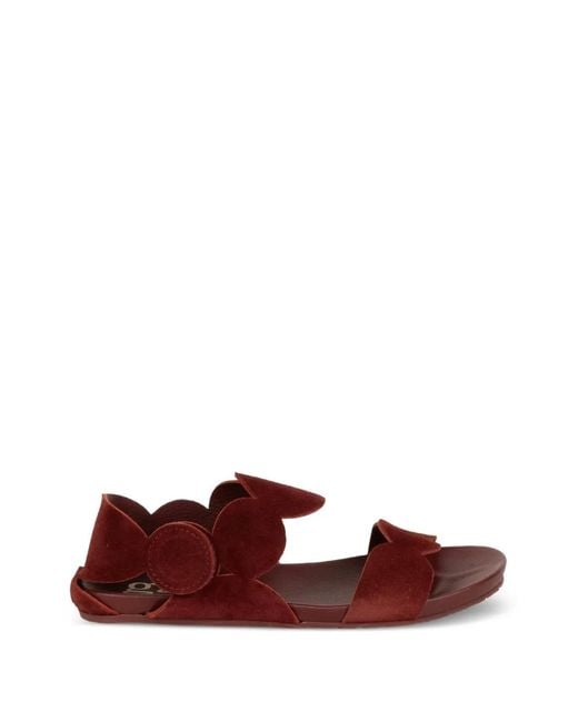 Pedro Garcia Red Jeanne Scalloped-Edge Touch-Strap Sandals