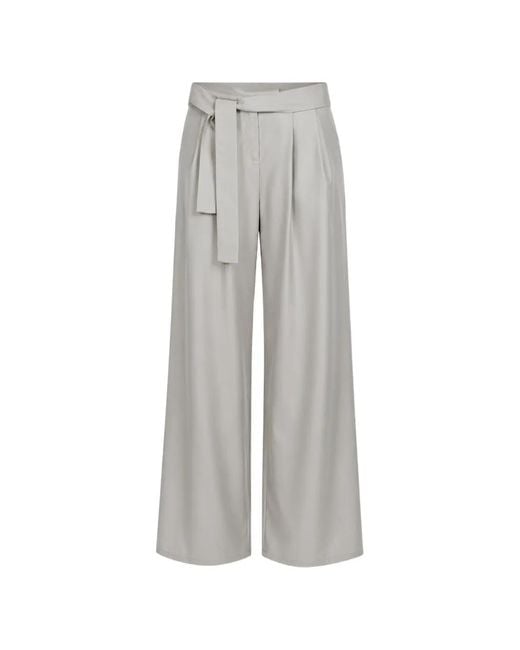 Dusan Gray Belted Wide-Leg Trousers