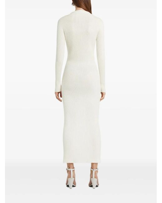 Robe Mi-Longue Nervurée À Taille Nouée Courreges en coloris White