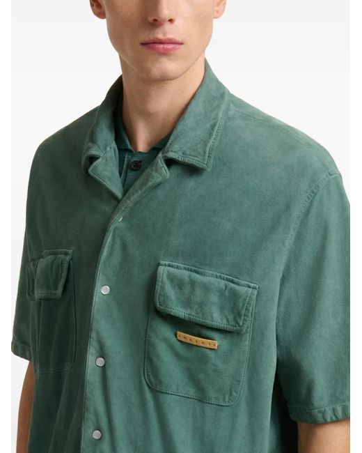 Marni Green Flap-Patch Pocket Lambskin Shirt for men