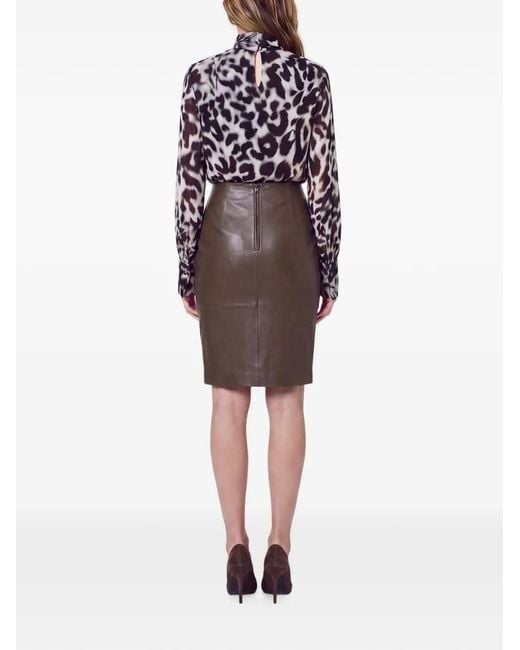Nicholas White Leopard-Print Draped Blouse