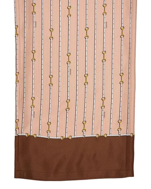 Gucci Natural Printed Silk Trousers