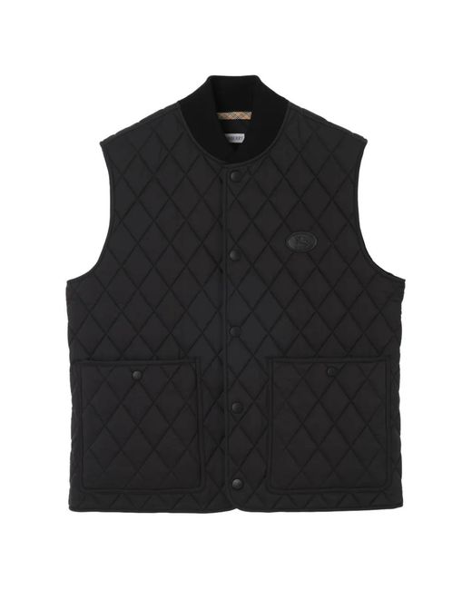Chaleco De Nylon Acolchado Burberry de hombre de color Black