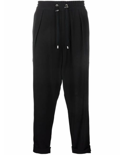 Balmain Black Slouchy Crepe Tapered-Leg Track Pants for men