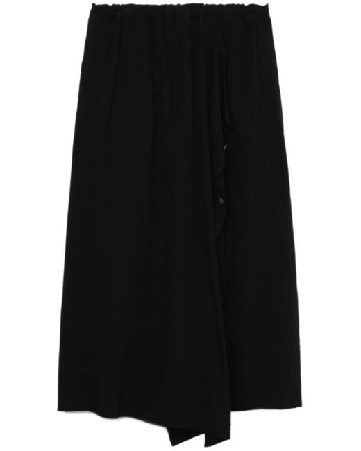 Y's Yohji Yamamoto Black Elasticated-waist Asymmetric Midi Skirt