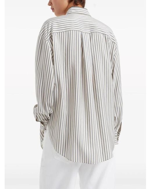 Brunello Cucinelli Gestreepte Blouse in het White