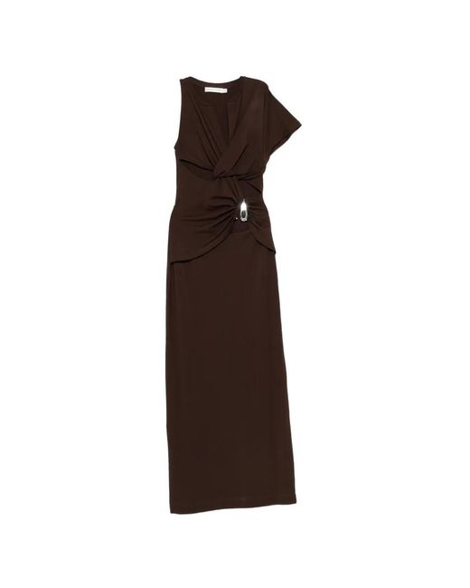 Christopher Esber Brown Crystal-Pendant Twisted Maxi Dress