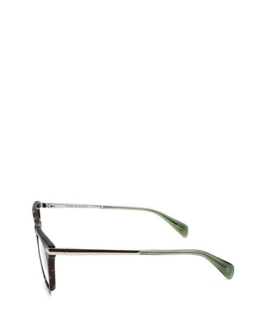 Rag & Bone Black Tortoiseshell-Effect Square-Frame Glasses for men