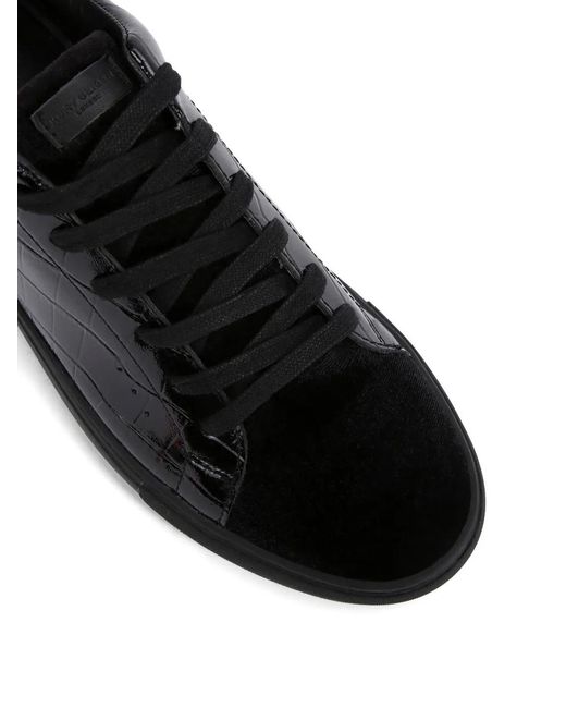 Kurt Geiger Black Croc Head Lace-Up Sneakers for men