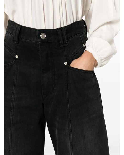 Isabel Marant Black Vetan High-Rise Wide-Leg Jeans