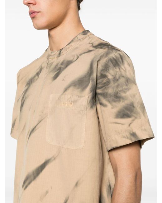 MSGM Natural Embroidered-logo Cotton T-shirt for men