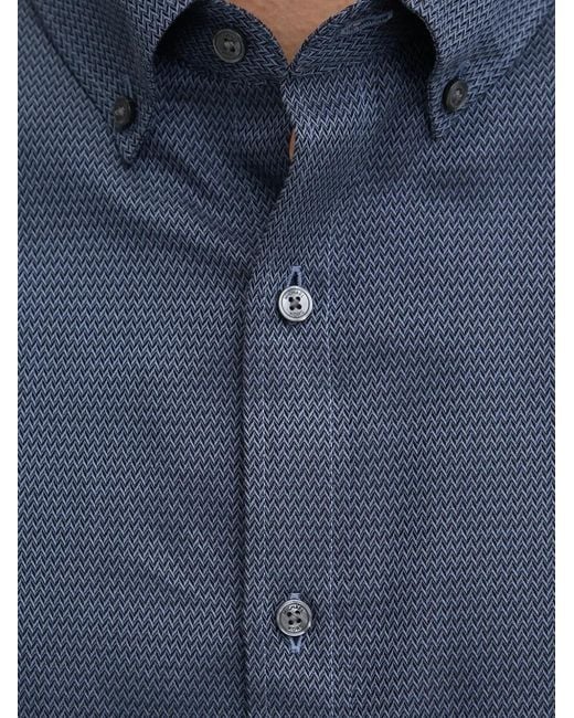 Michael Kors Blue Herringbone-Pattern Shirt for men