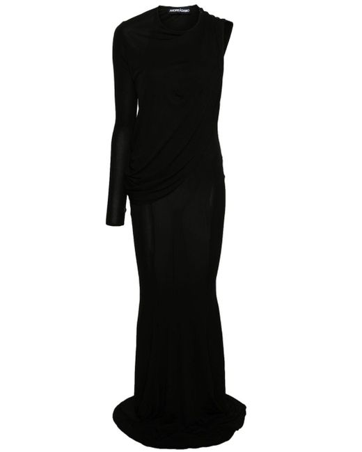 Robe longue asymétrique à design drapé ANDREADAMO en coloris Black