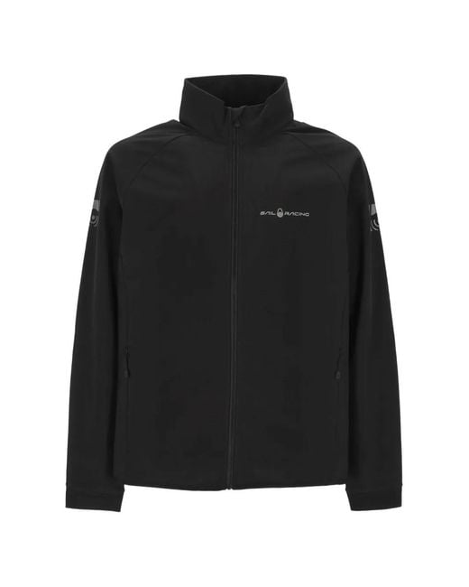 Sail Racing Black Logo-Print High-Neck Jacket for men