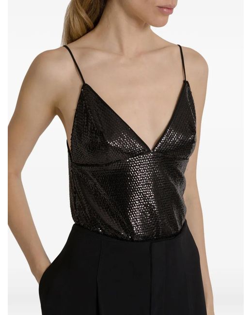 Alberta Ferretti Black Sequin-Embellished Top