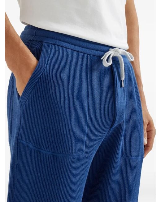 メンズ Brunello Cucinelli リブニット トラックパンツ Blue