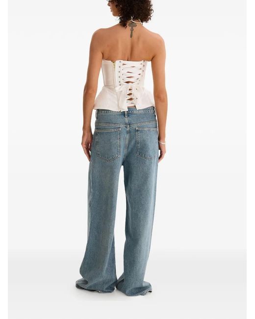 MOOS STUDIO Blue Strapless Top