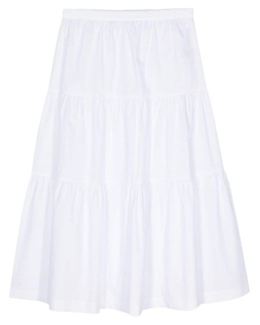 Patrizia Pepe White Poplin Midi Skirt