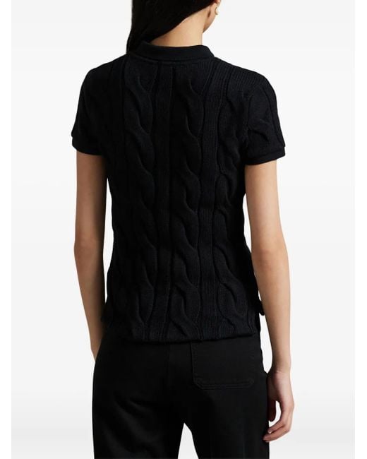 Polo Ralph Lauren Black Cable-Knit Polo Shirt