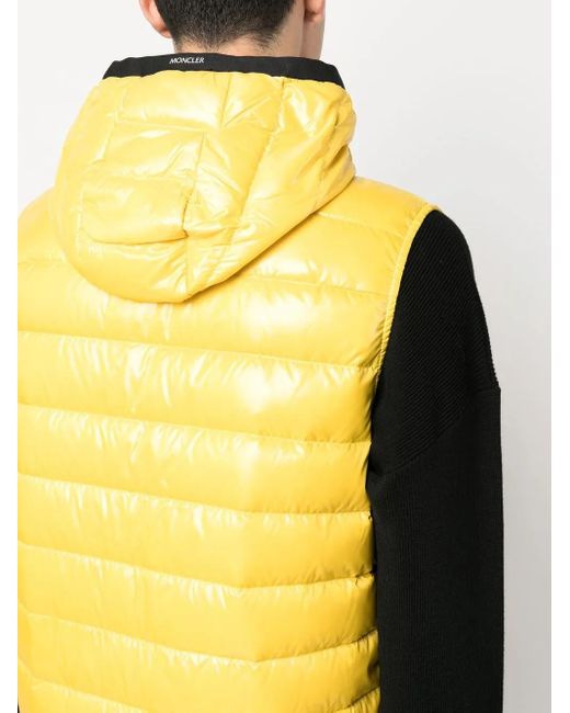 Moncler Yellow Chest Logo-Patch Padded Gilet for men