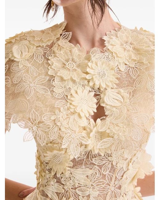 Gemy Maalouf Natural Floral-Lace Bolero