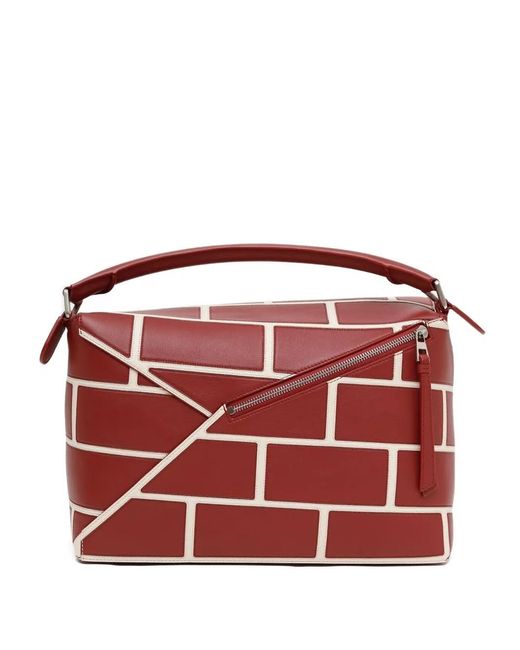 Loewe Red Puzzle Edge Large Brick Bag for men