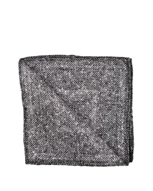 Brunello Cucinelli Gray Marl-Effect Border-Print Handkerchief for men