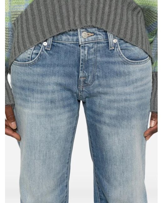7 For All Mankind Blue Low-Rise Flared Jeans