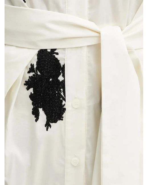 Liviana Conti White Floral-Print Belted Shirt Dress