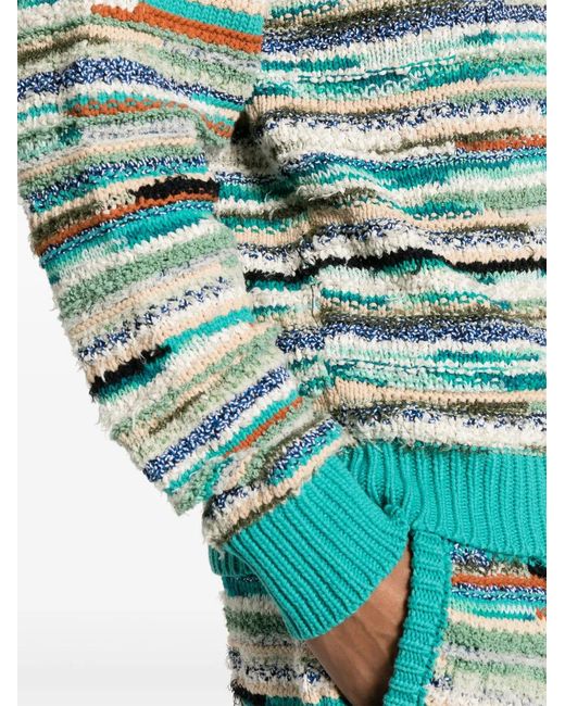 Alanui Blue Madurai Striped Cotton-Blend Sweater for men