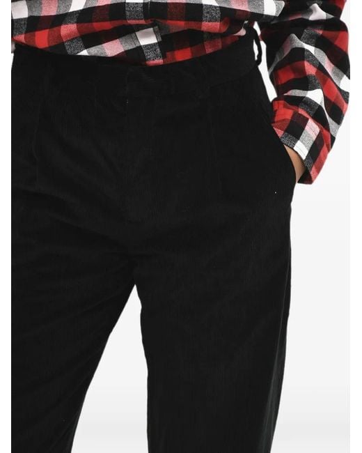 Woolrich Black Pleated Ribbed Trousers
