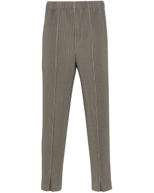 Homme Plissé Issey Miyake Gray Pleated Tapered Trousers for men