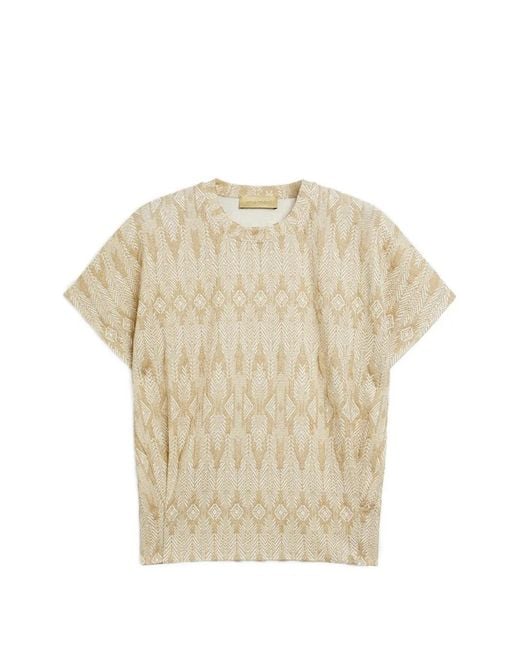 Momoní Natural Pawa Embossed-Jacquard T-Shirt
