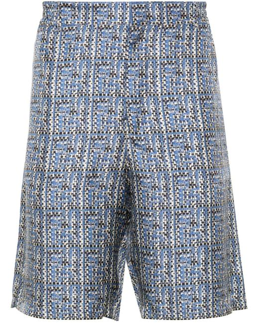Shorts con stampa FF di Fendi in Blue da Uomo