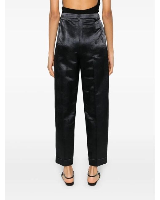 Giorgio Armani Black Houndstooth-Pattern Trousers