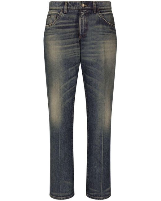 Dolce & Gabbana Straight Jeans Met Effect in het Gray voor heren