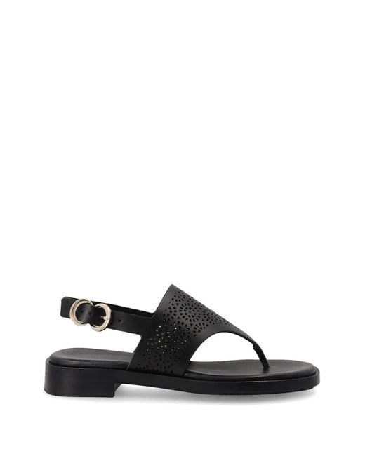 Frau Black Perforated Leather Sandals