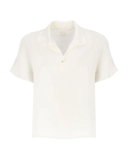 120% Lino White Poloshirt aus Leinen
