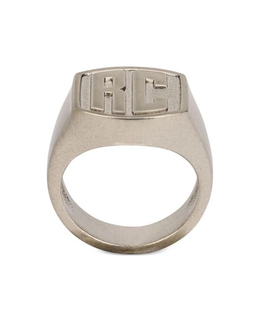 Anello A Sigillo Con Monogramma Rc di Roberto Cavalli in White da Uomo