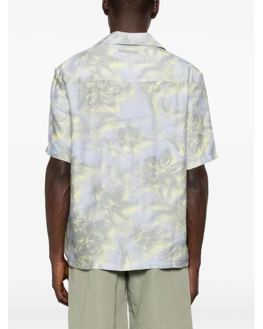 Maison Kitsuné White Floral-Print Short-Sleeve Shirt for men