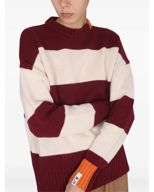 メンズ RIGHT FOR Striped Jumper Red