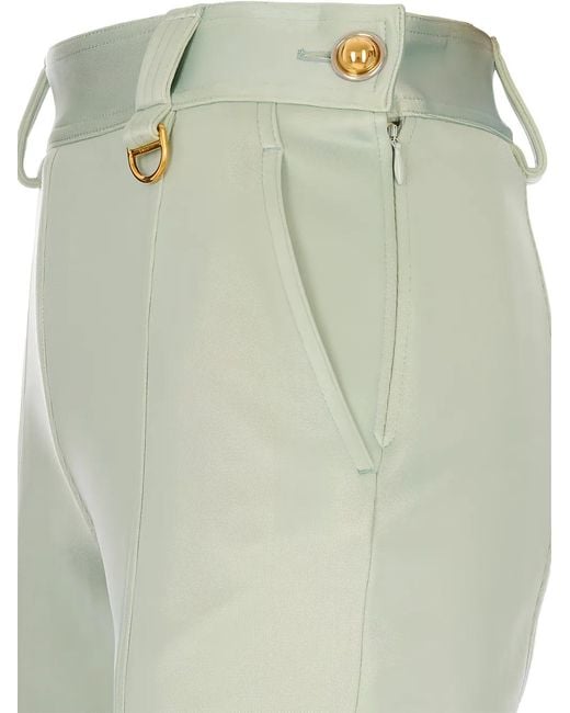 Chloé Green Pressed-Crease High-Waisted Trousers
