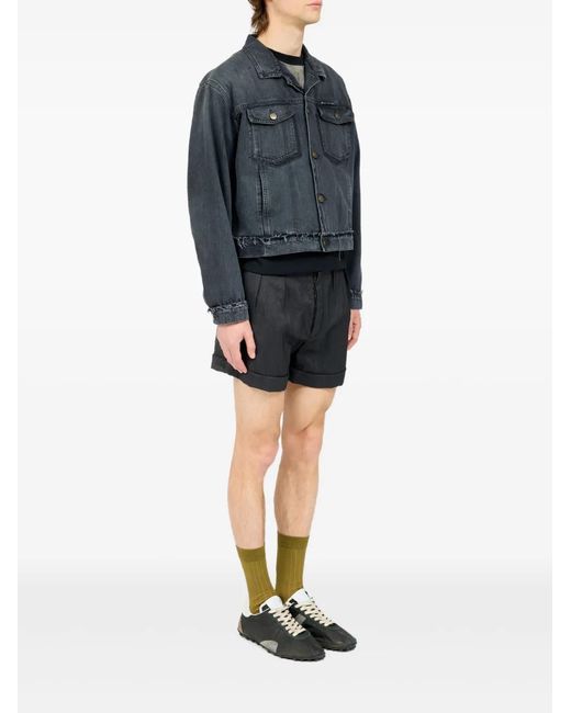 Maison Margiela Blue Buttoned Frayed Jacket for men