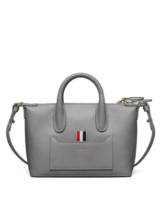 Borsone Con Finitura Zigrinata di Thom Browne in Gray