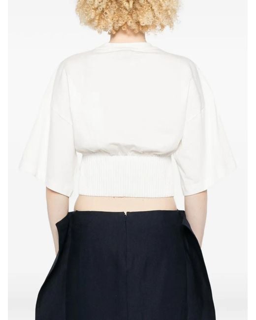 Sportmax White Spxfosco Ribbed-Hem T-Shirt